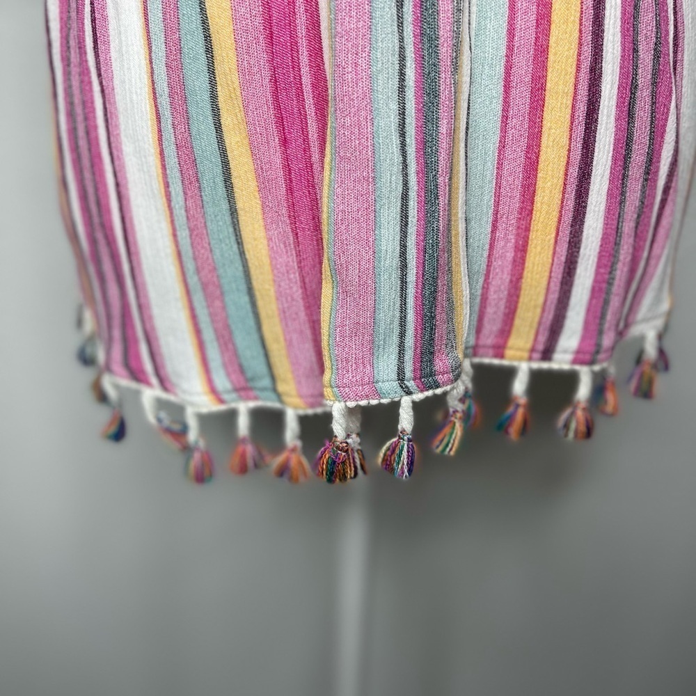 Kori Multicolor Striped Tunic Tassels Lightweight Summer Resort  Size Medium - Picture 7 of 15